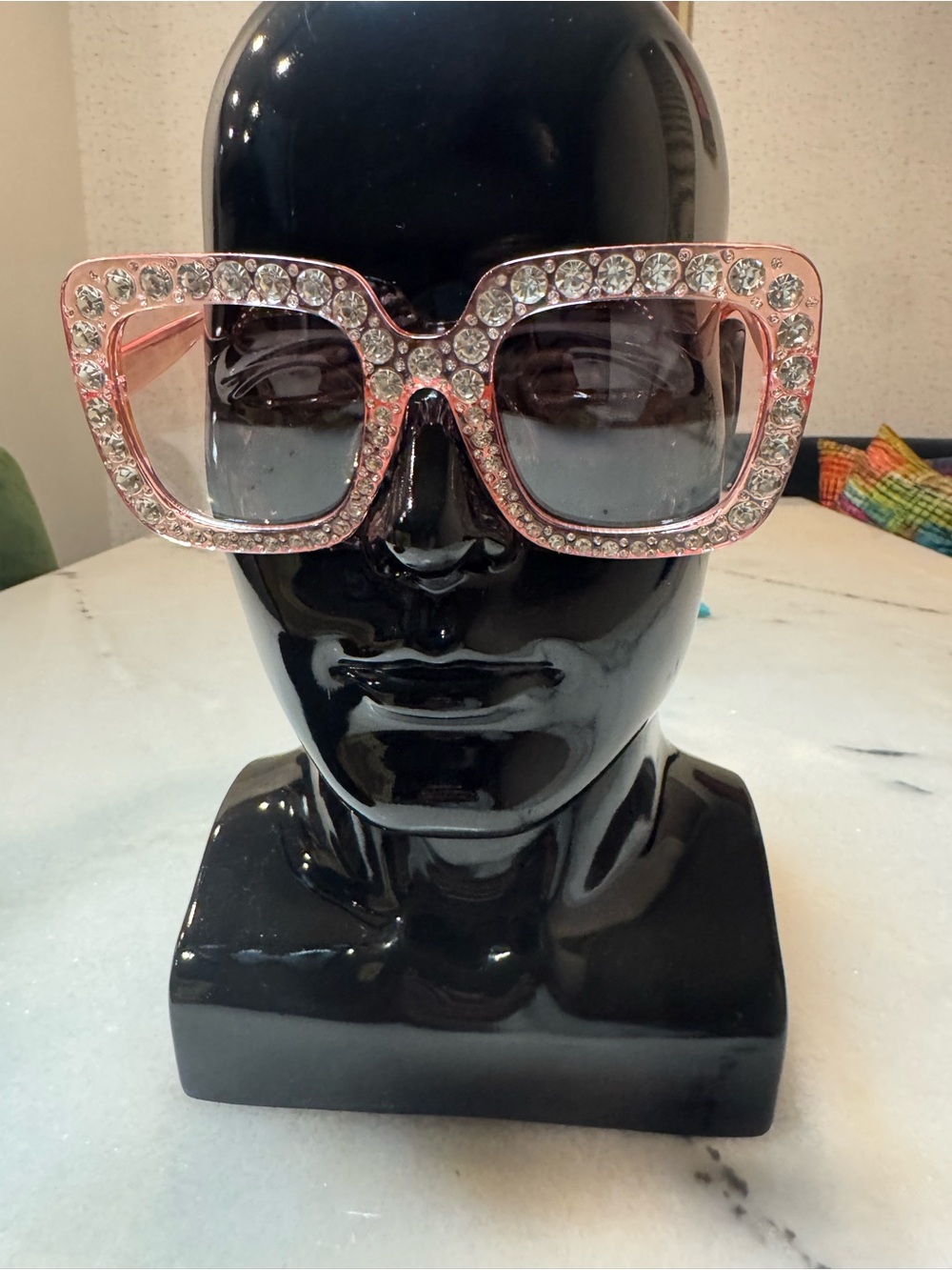 Rhinestone Embellished Oversized Pink Sunglasses